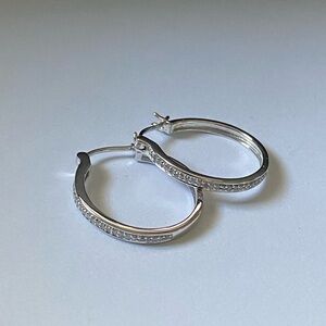 Sterling Silver Crystal Hoop Earrings.
